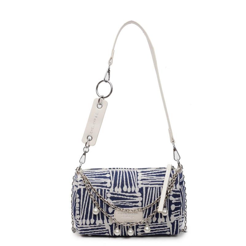 College students class big bag women's new fashion commuter shoulder bag summer large capacity striped pillow bag