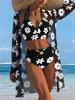 1011 Three-piece Swimsuit with Sunscreen Cover, Trendy Beach Swimsuit Three-piece Set