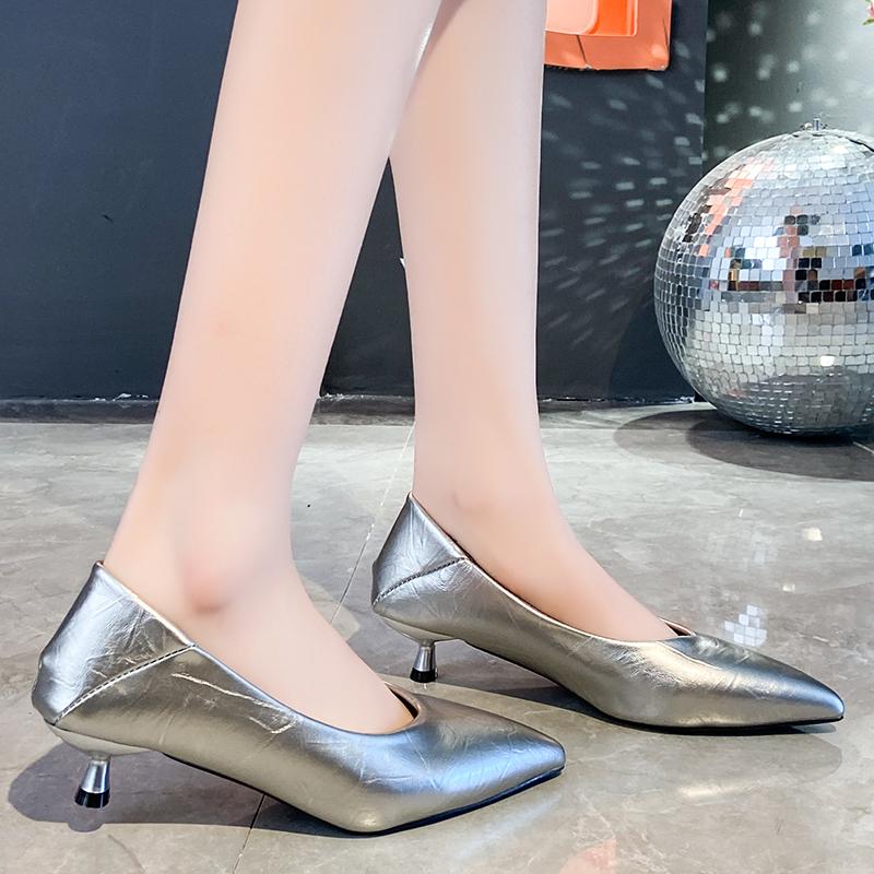 4cm Thin Heels Women Pumps Embossed Upper Classic Shoes Wedding Official Leisure Party Shoes Super Big Size 45 Plus Size