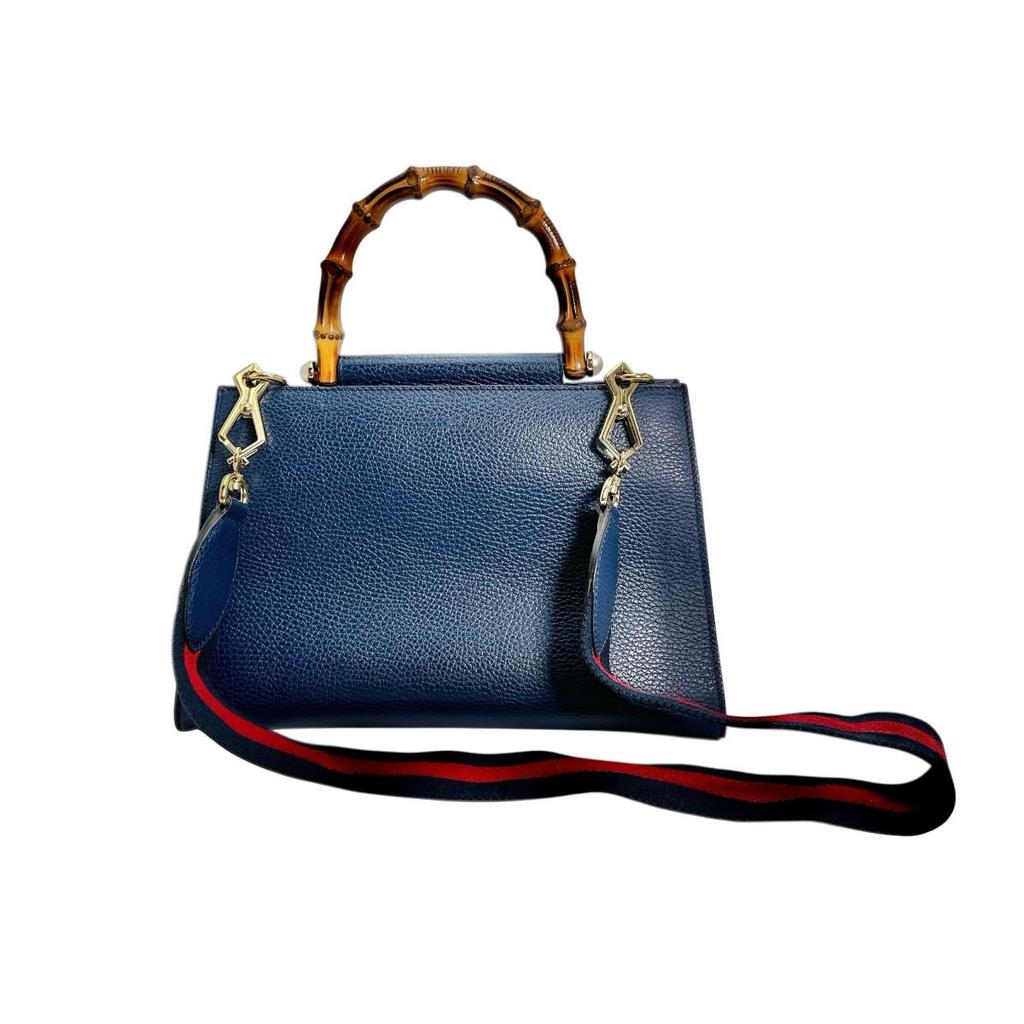 GUCCI leather 2way Handbag leather blue Women 470271 Used