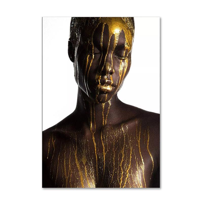 Schwarz und Gold afrikanische Kunst Poster drucken Frau Leinwand Malerei Wand Kunst Cuadros skandinavische Dekoration Home Bild Wohnzimmer