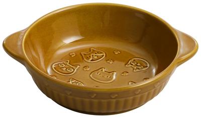 Cerâmica Ai Neko Sankyodai Relevo Gratin D19 o 23223 Prato, Doce, Tamanho Aprox. W15.5 (para beirar), H4.6