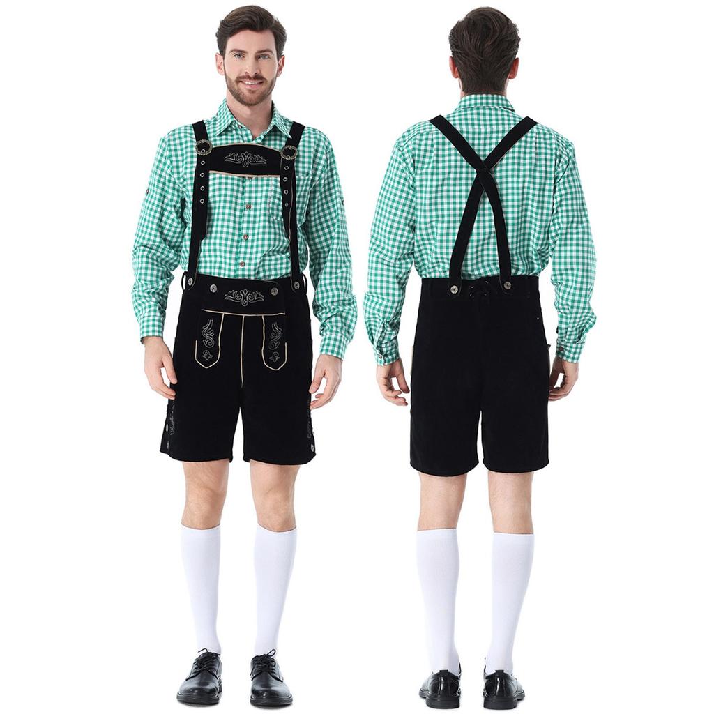 Camisa de cuadros de botones para hombre estilo bávaro Oktoberfest para festival y uso casual