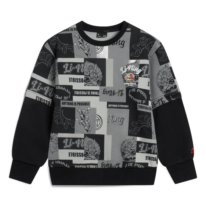 Li-Ning Youth Unisex Antibacterial Fleece Pullover Sweatshirt 150