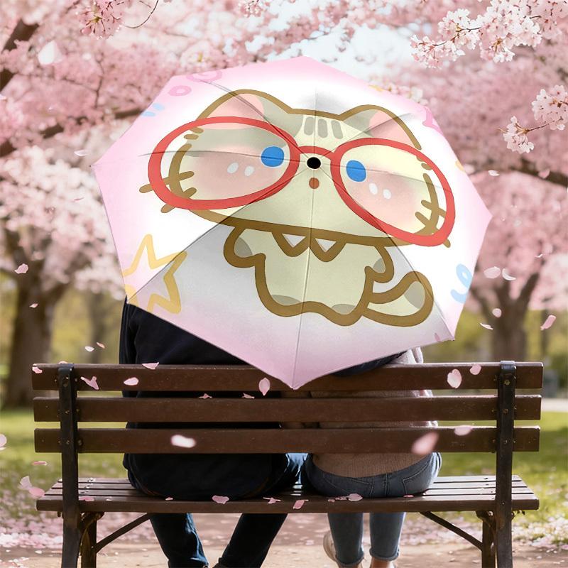 Adorable Cat Glasses Umbrella: Cute Design with Automatic Opening & Closing, Perfect for Outdoor Adventures and Travel Accessories 194