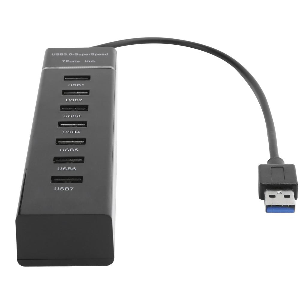 USB 3.0 Hub 7Port Splitter with Blue LED Indicator High Speed 5Gbps BYLP107 DC 5V