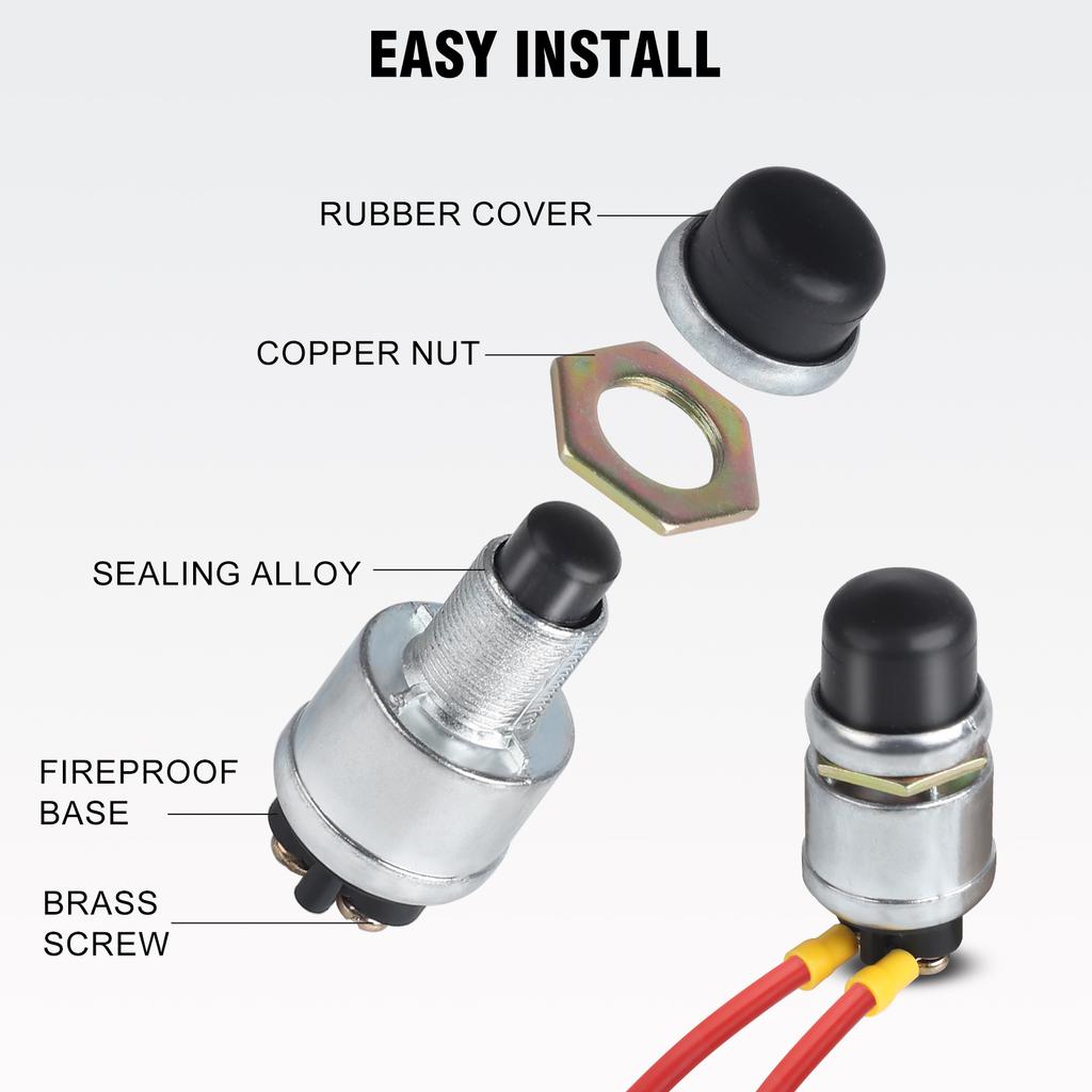 12V-24V 60A Push Button Ignition Start Switch Waterproof Push Button Starter Switch With 2 Terminals for Auto Truck Boat Marine
