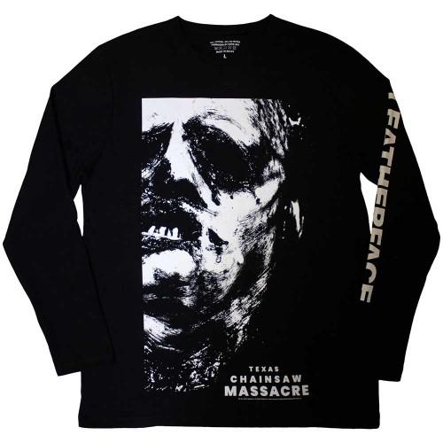T-shirt a maniche lunghe con stampa sul retro in pelle unisex per adulti The Texas Chainsaw Massacre M nero