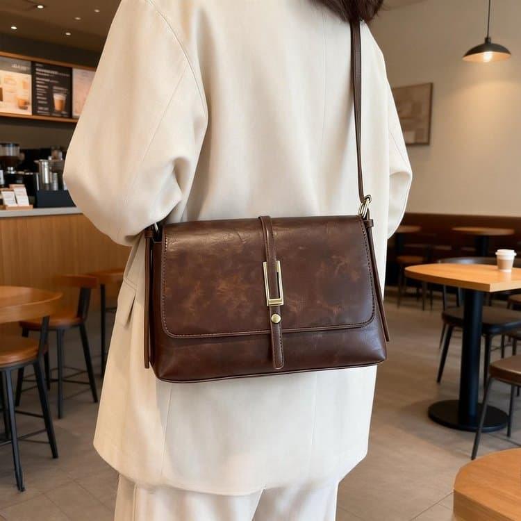 Fashion Casual Style Solid Color Square Bag Shoulder Bag