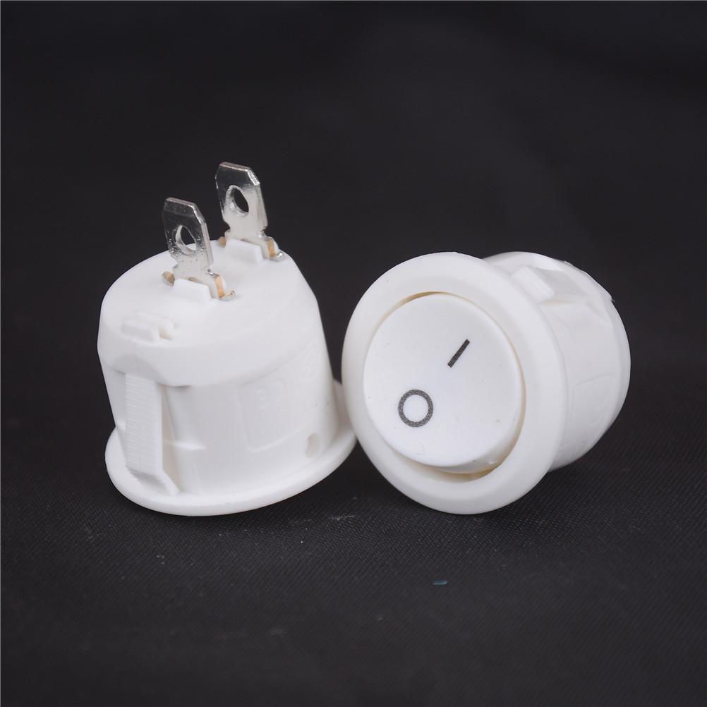 

5Pcs Mini Round White 2 Pin Terminal Spst On-Off Rocker Switch Snap-In 20Mm 12V
