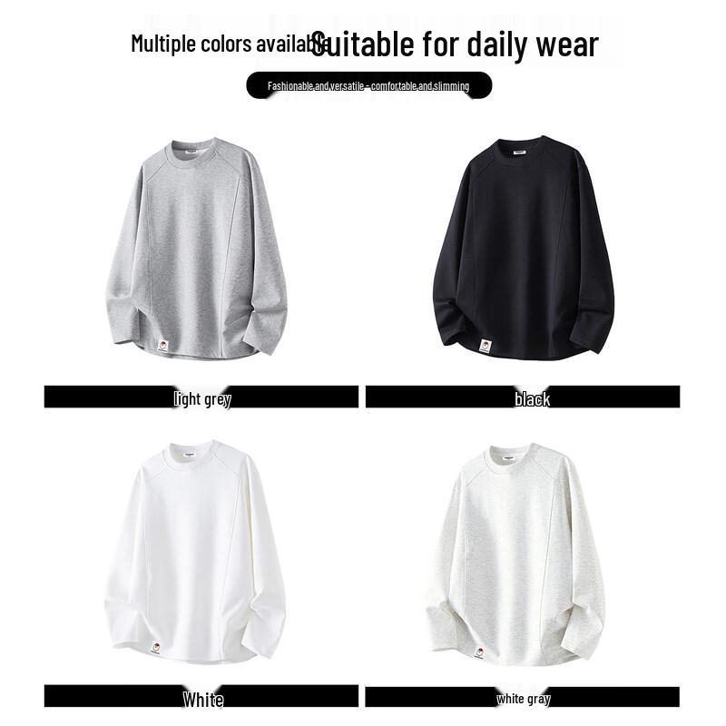 CHOCOOLATE Men's Solid Crew Neck Long Sleeve T-Shirt