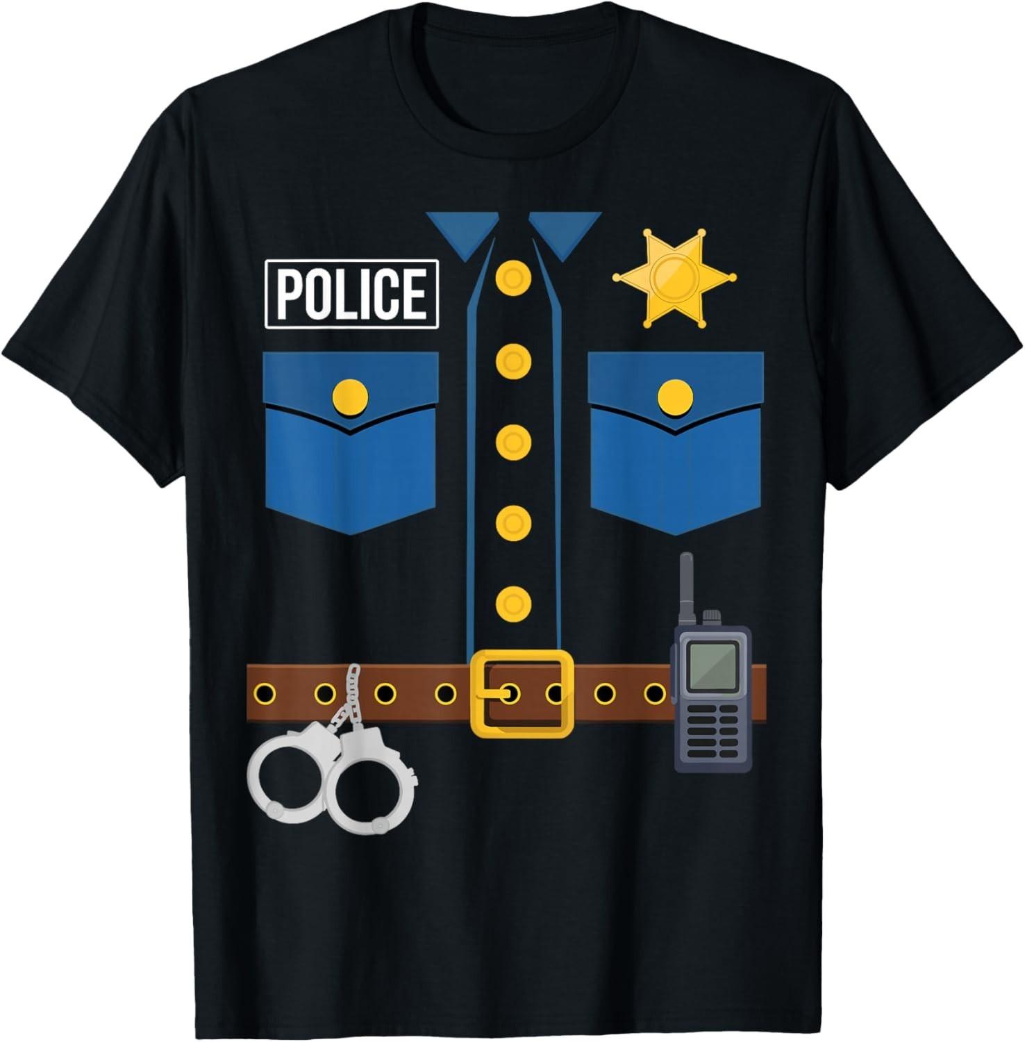 Police Uniform Officer Costume Halloween T-Shirt Mens Womens Tees Top unisex T-Shirt Mens Womens Tees Top L