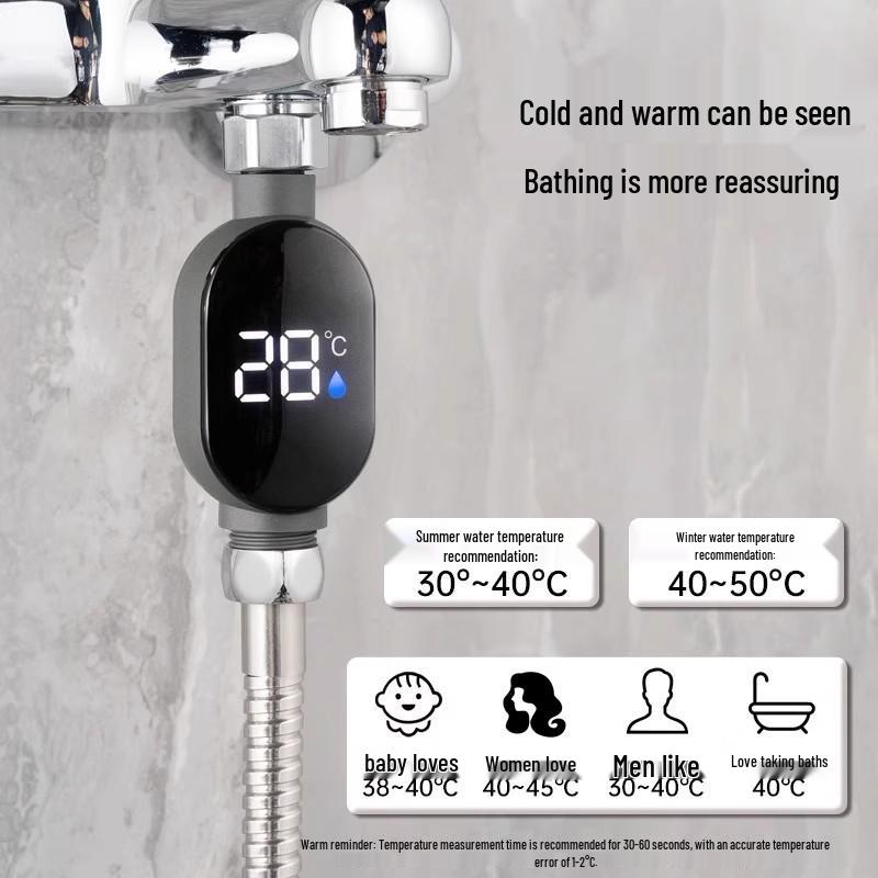 Smart LED Thermometer Shower Head with Touch Screen and Digital Display
