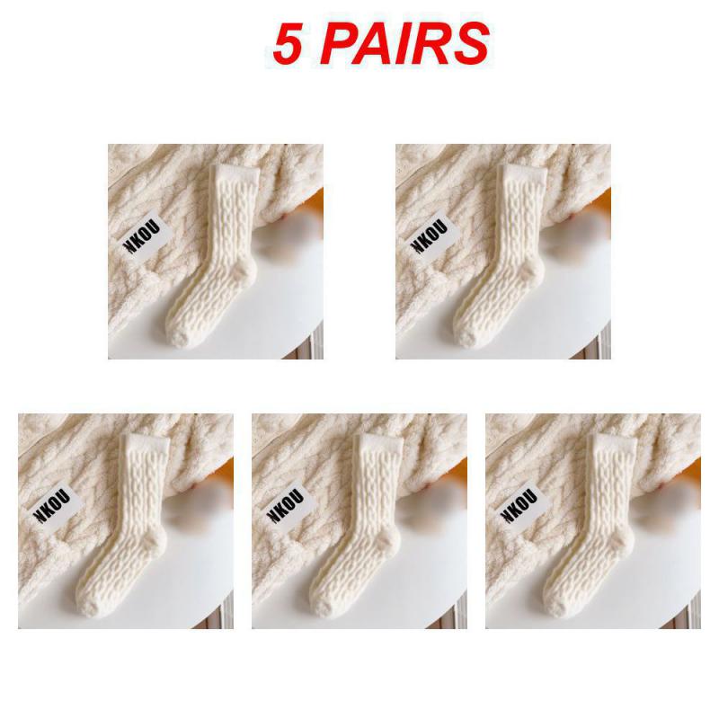 1/3/5PAIRS Winter Socks Thicken Wear-resistant -calf Socks Anti-slip Long Cotton Socks Coral Fleece Soft Cotton Socks