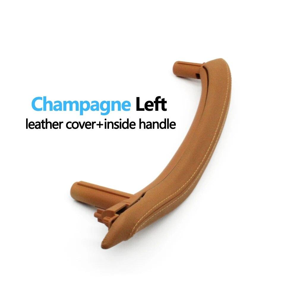 Car Front Rear Passenger Doors Pull Handle Trim With Leather Outer Cover For BMW X5 X6 F15 F16