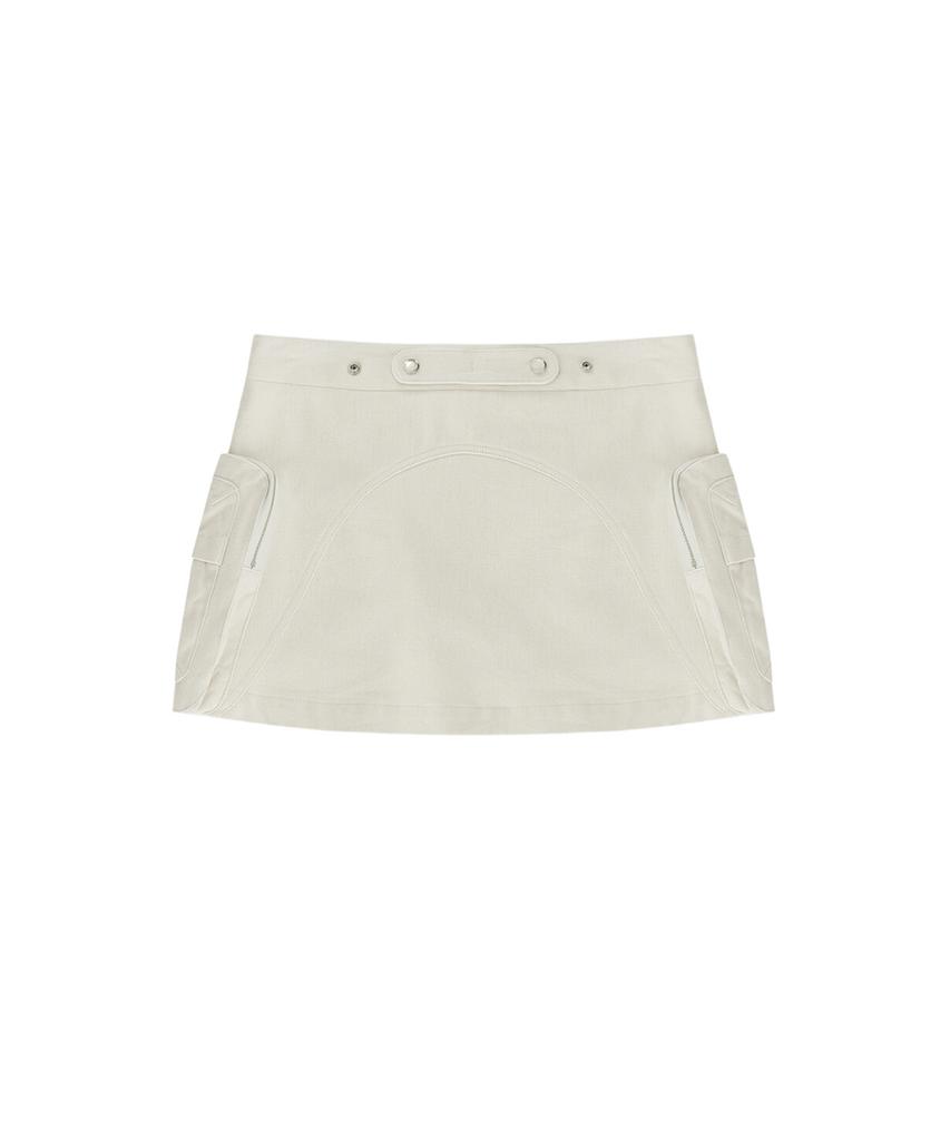Kasiko Fluffy Cargo Mini Skirt Pants Ivory