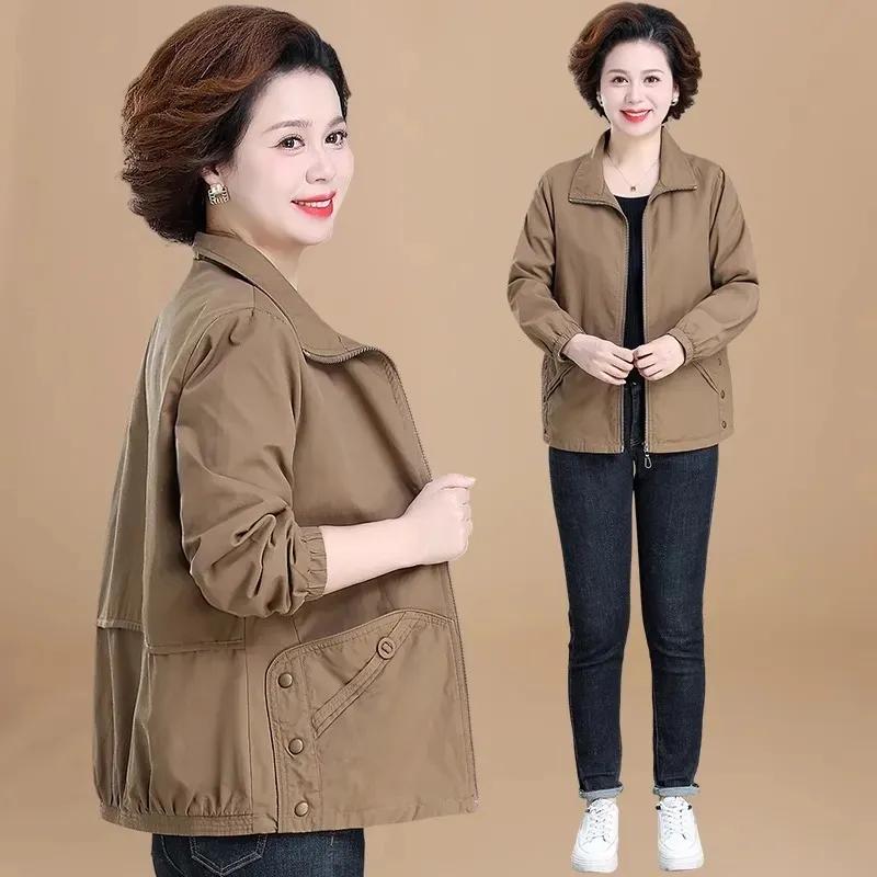 

Весна Лето Женская Тонкая Короткая Куртка Мама Мода Кардиган Хлопковая Рубашка Ветровка женские Куртки M хаки
