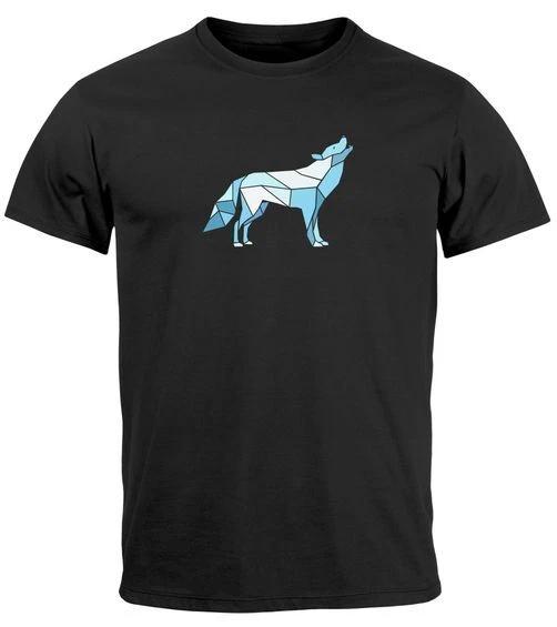 Mens 100% Cotton T-shirt Mens Tees Top Printed Polygon Graphic Wolf Outdoor Fashion Animal Print Hiking- S