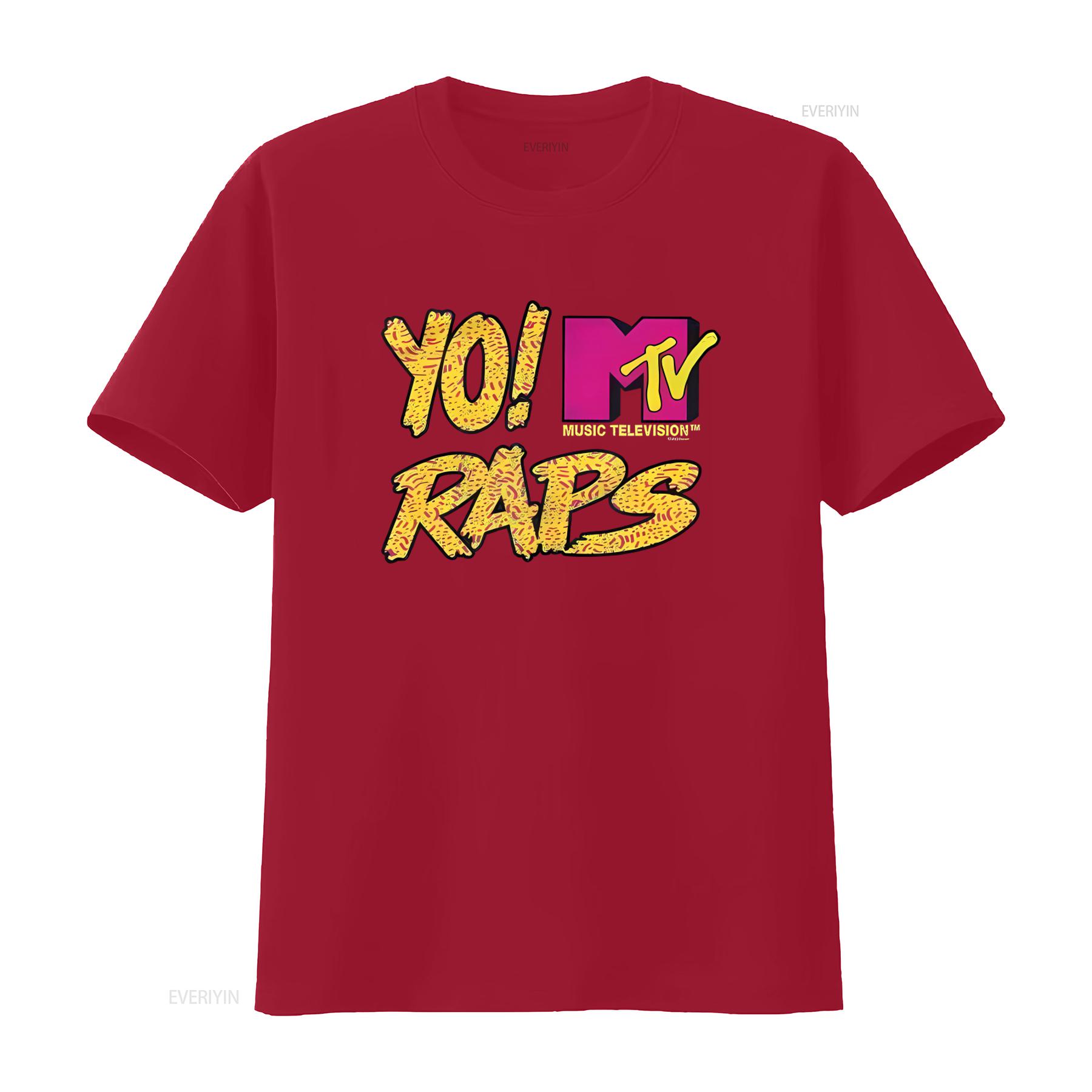 MTV Yo Raps Texture Print Womens T Shirt Retro Music TV Style vintage Washed Comfortable Stylish graphic Slightly Soft S