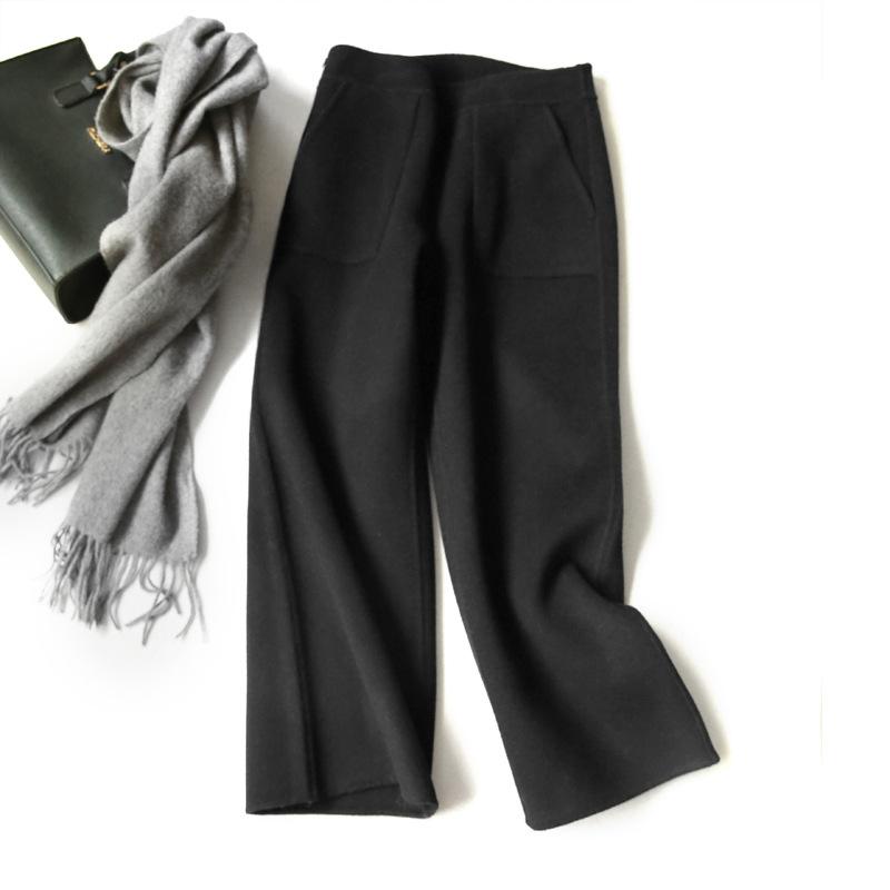 Autumn and Winter Temperament Double-sided Woolen Casual Pants Temperament Commuter Woolen Wide-leg Pants Women