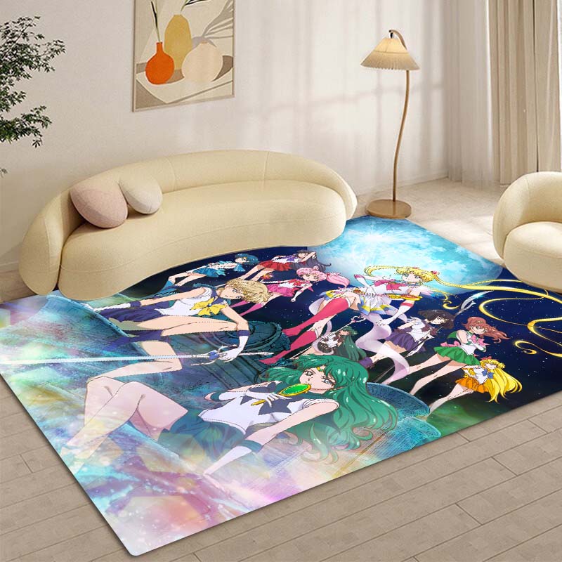 High-definition 3D Sailor Moon anime rug, suitable for bedrooms, living rooms, home sofa decoration, large decorative rug, and