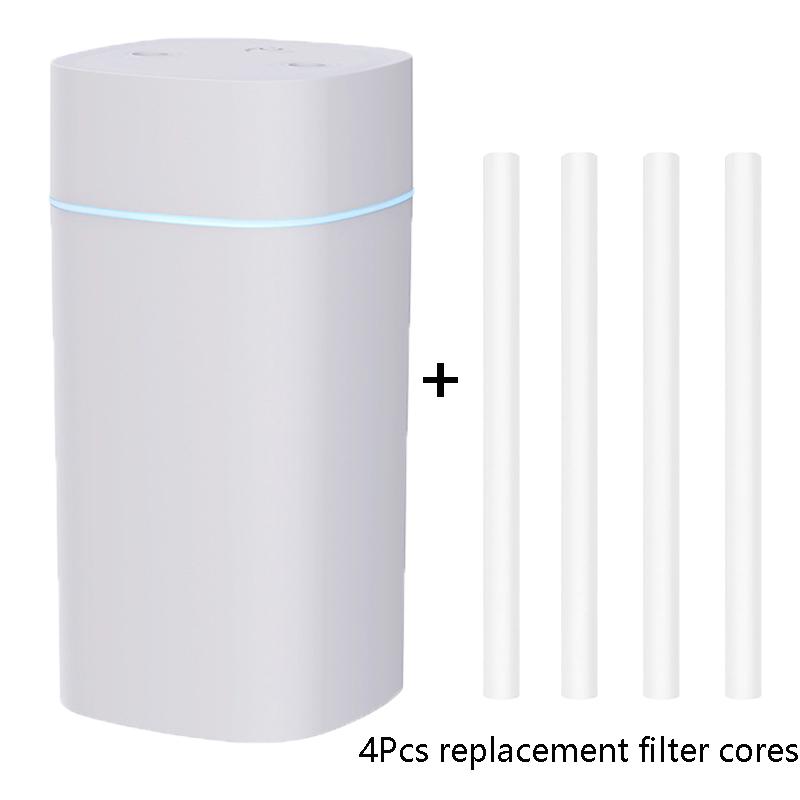 USB Double Spray Humidifier Small Household Mute Large Fog Volume Desktop Car Carrying 600ml Mini Humidifier for Bedroom белый
