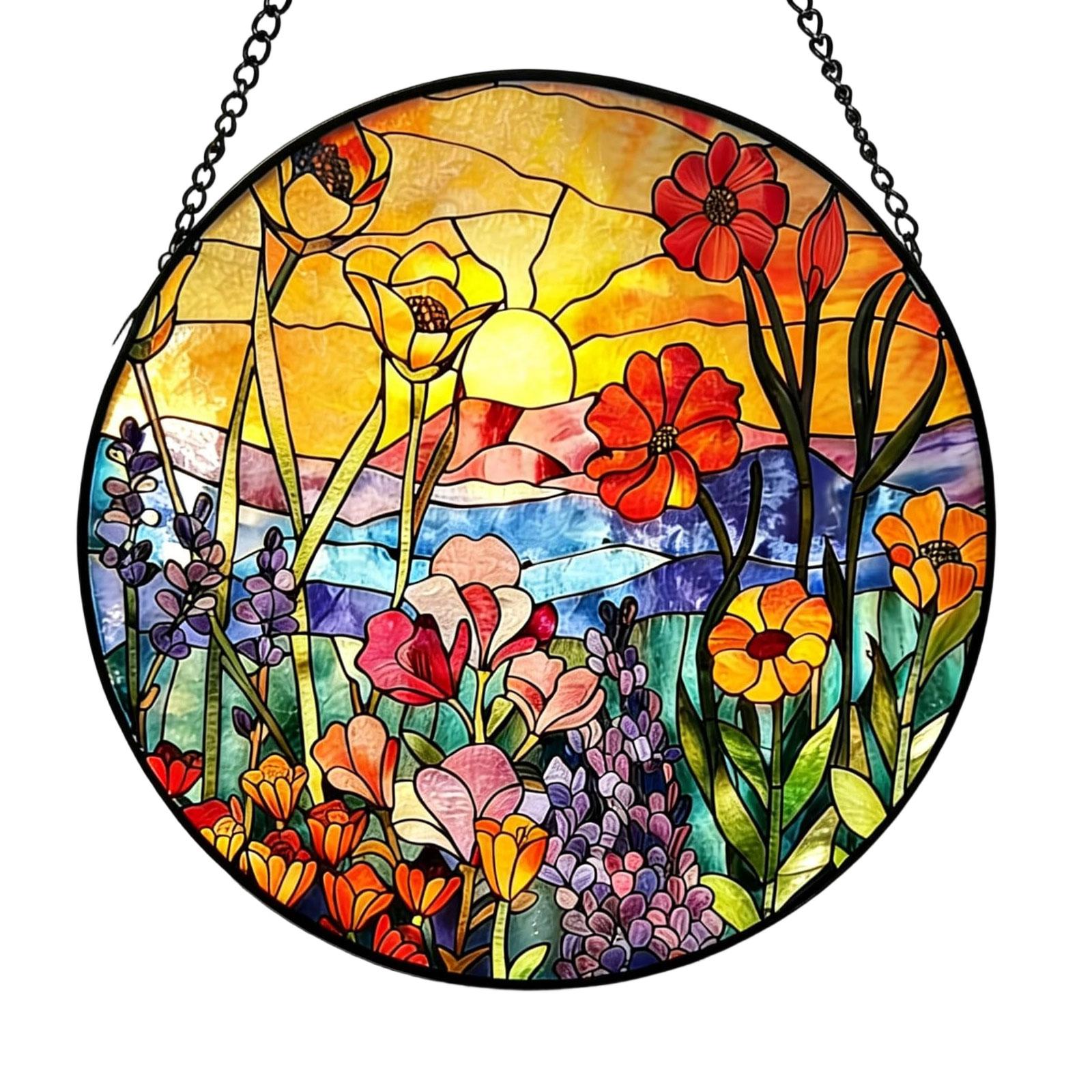 

Stained Glass Window Hanging Puzzle Pendants Garden Kitchen Sunroom Home Décor One Size