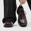 22 Spring New Square Head Leather Shoes Large Size Wedding Groom Casual Business Dress Derby Shoes