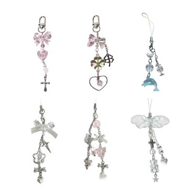 Portachiavi con Perline in Lega Acrilica Elegante Ciondolo per Telefono per Donne Ragazze Portachiavi Elegante Regalo Accessorio alla Moda per Borsa