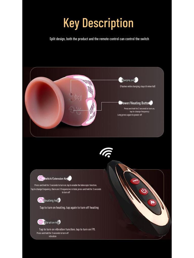 Mu Huan Silicone Vibrating Heating Dildo - High Simulation, Extendable, Adult Erotic Toy (30-Pack)