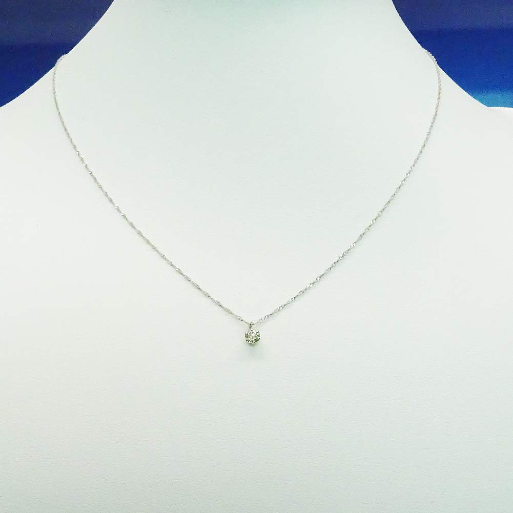 and My Jewelry Platinum Diamond Pendant Necklace Carat Single Stone Design [Your Box] - 0.15 [April Birthstone] [Gift Wrapped]