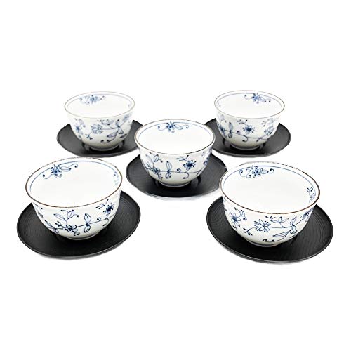 Японское керамическое искусство, Дизайн с линейным арабеском, Набор чайных чашек с блюдцами