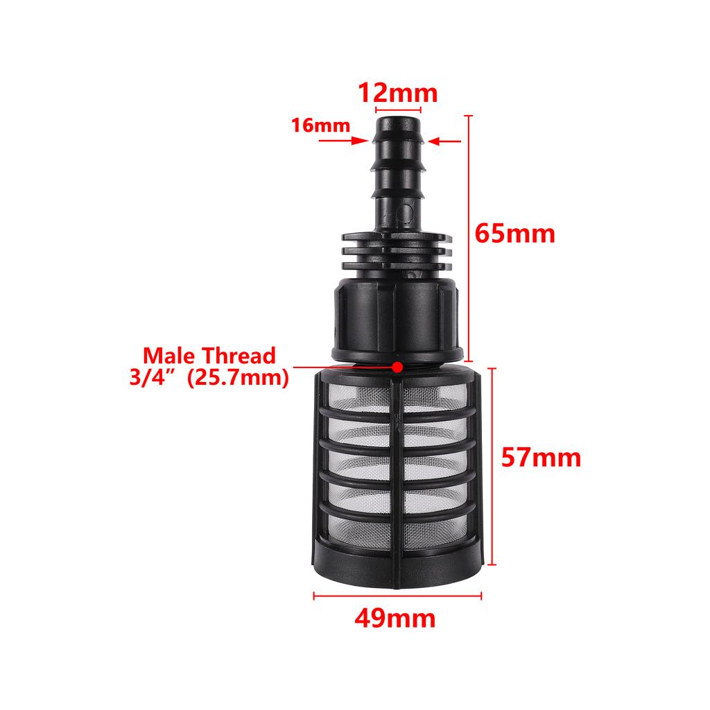 3/4" Male Thread 60 Mesh Micro Water Filter Dn16/20 High Pressure Washer Self-priming Inlet Filter Aquarium Percolation Tool