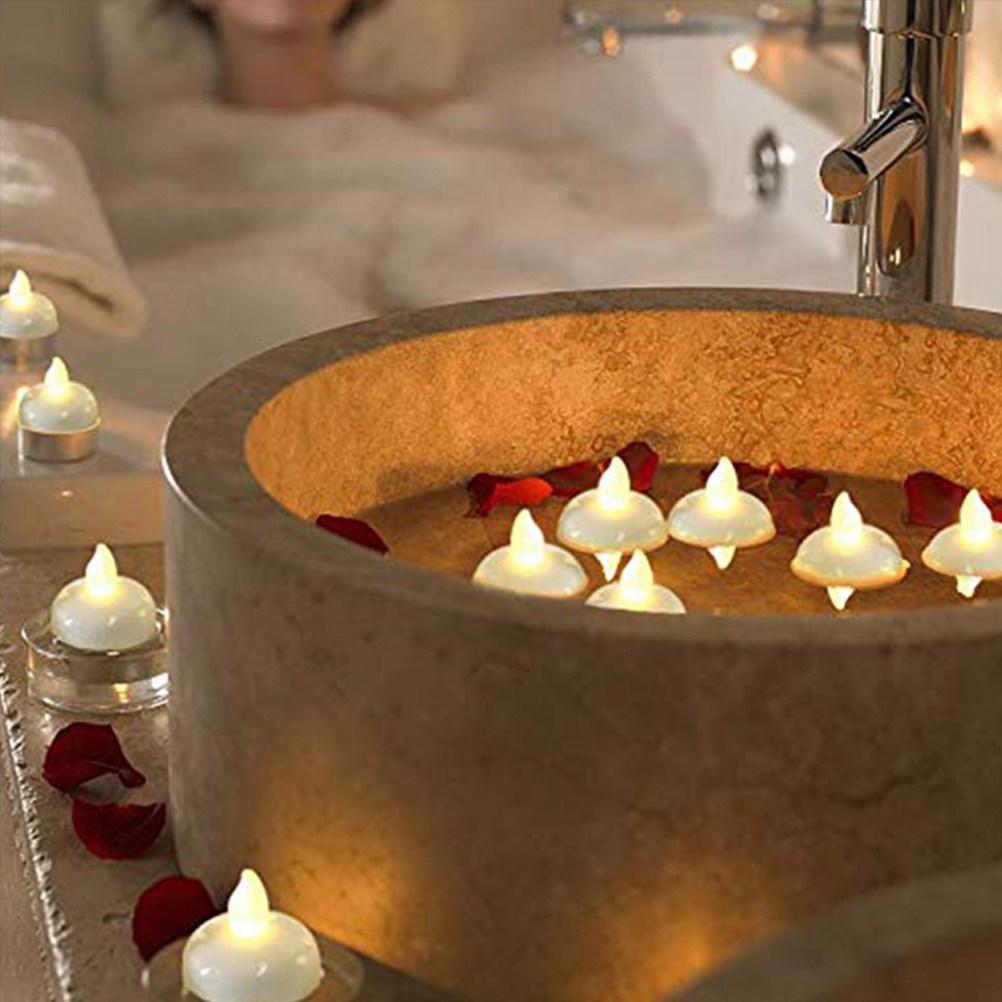 2Pcs Floating LED Lights Waterproof White for Home Wedding Party Decoration Electronic Tea Lights