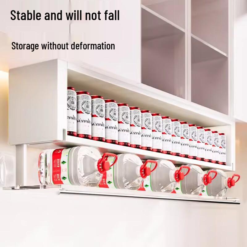 Under-Cabinet Pull-Down Storage Shelf with Sensor Light