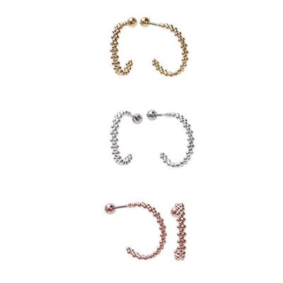 Women's Surgical Cubic Gold Lock Ball Piercing Earrings