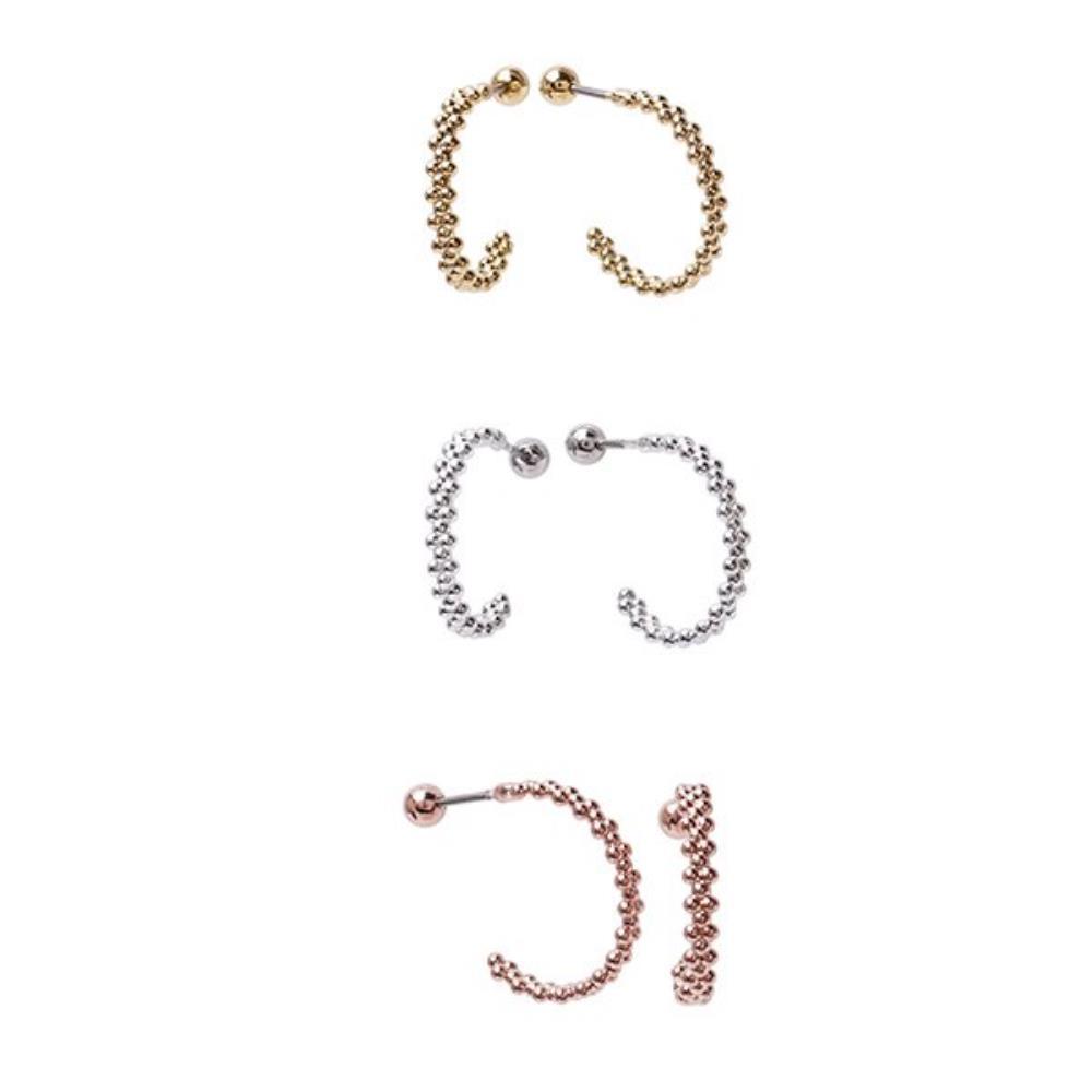 Women's Surgical Cubic Gold Lock Ball Piercing Earrings