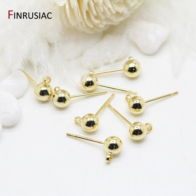 

DIY handmade earrings accessories material brass metal 14K gold plated 3mm 4mm 5mm ball beads post earrings hook earring fitting 3mm