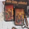 Carteira Longa Estampada Estilo Étnico Retro Portátil Baotou Camada Couro de Vaca Porta-Moedas Cartões