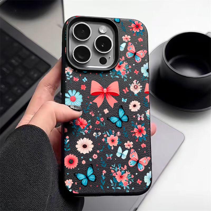 Butterfly Flowers Case For iPhone 16 Pro Max 15 14 13 12 11 Shockproof Slim Soft Silicone Case Cover