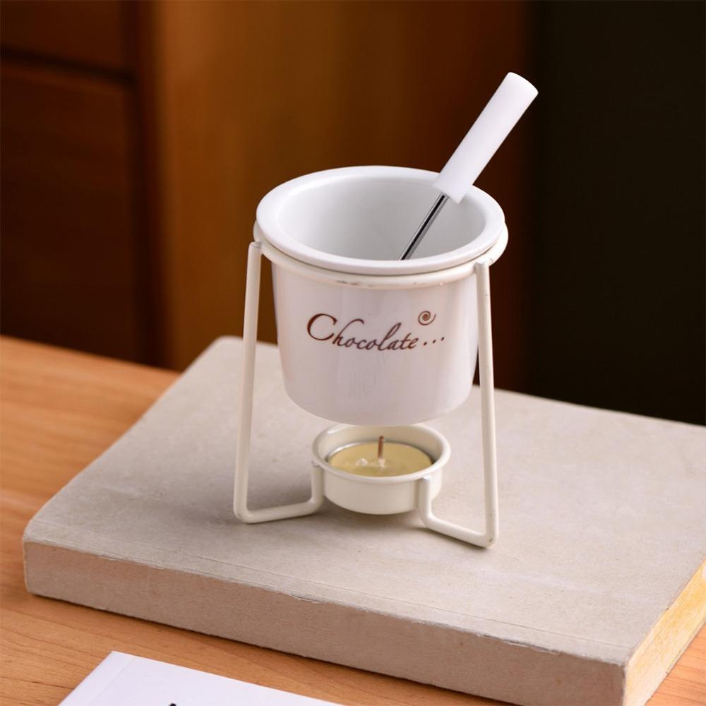 Detachable Fondue Cup With Fork Candle Pot Multi-function Ceramic Mug  Cheese Melting