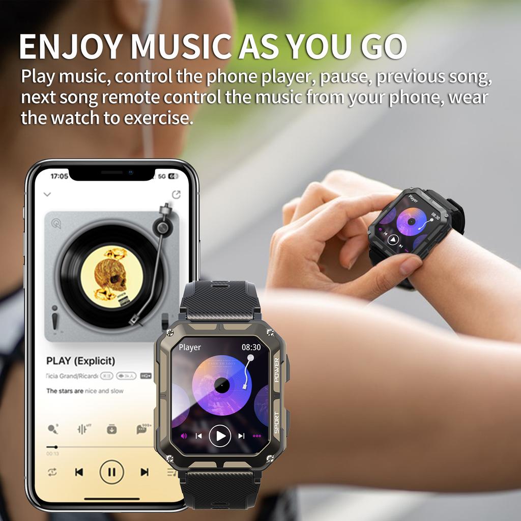 C20Pro Smart Watch Men Voice Assistant Bluetooth Call Business Outdoor Sports IP68 Waterproof Women Smartwatch For Android iOS