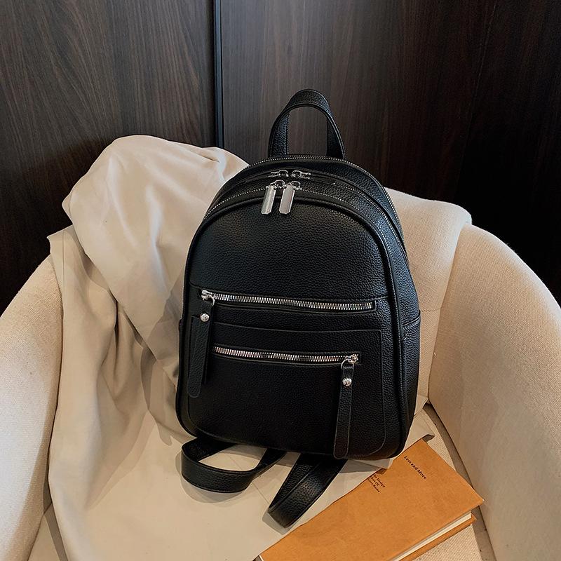 

Casual backpack women s new fashion versatile college style school bag simple travel backpack чёрный