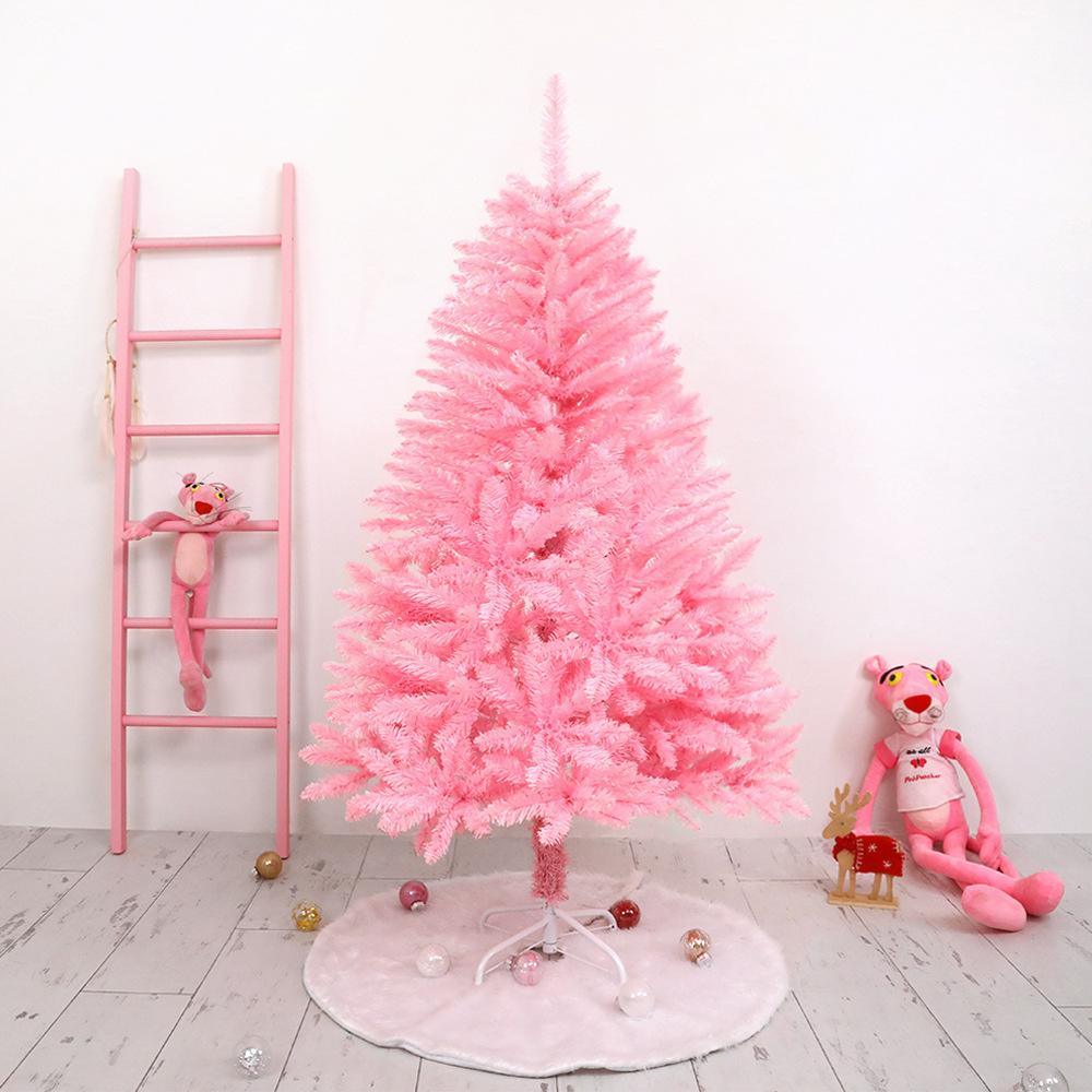 Cherry Blossom Pink Christmas Tree Shopping Mall Window Christmas Decoration Pointed Flat Head Encryption Christmas Simulation Decoration Tree