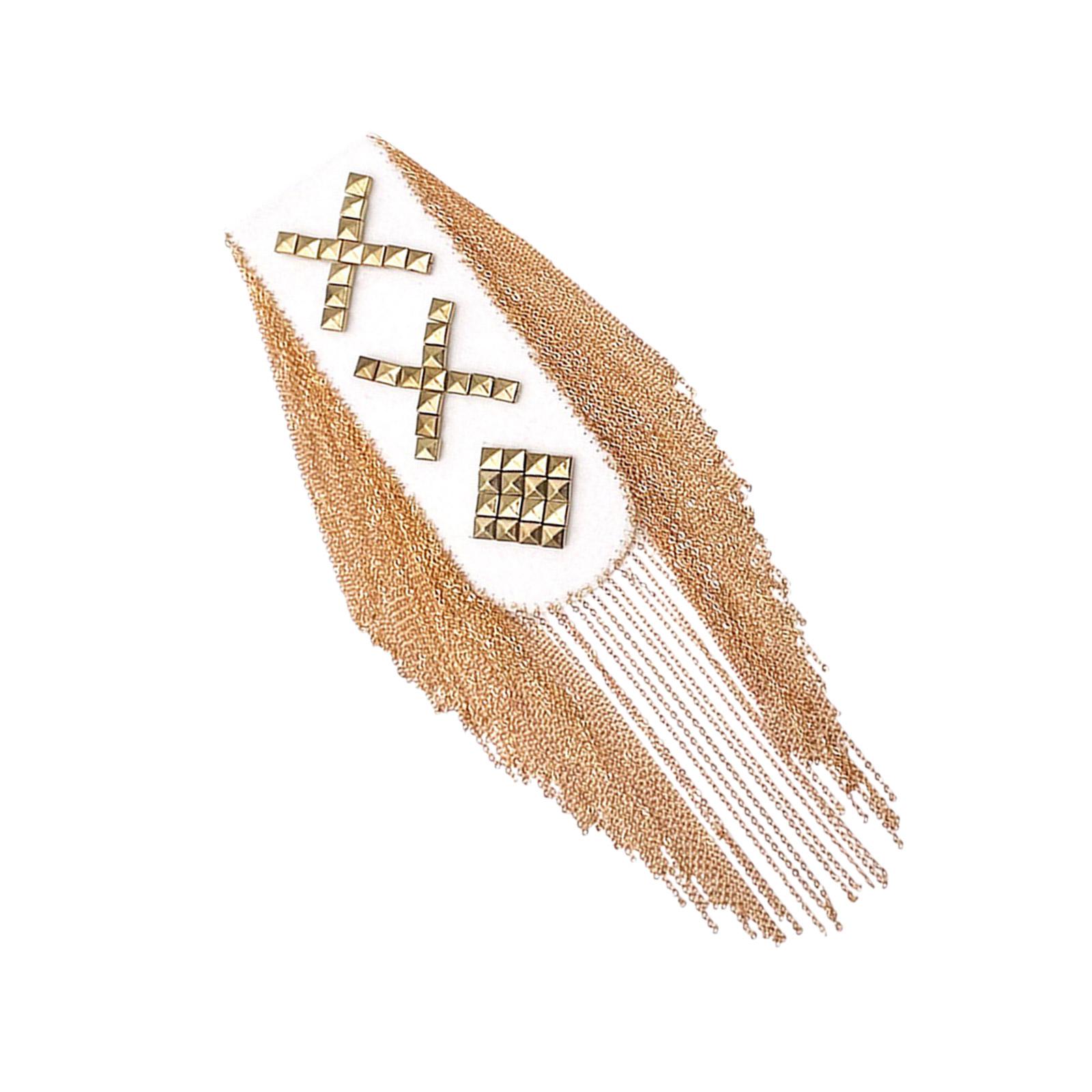 

Крутой панк бахромчатый наплечный значок с заклепками эполеты с золотыми кисточками-цепочками для курток костюм для сценических исполнителей эполеты A белый