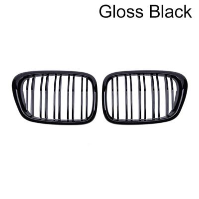 For BMW E39 5 Series 525 528 1999-2003 Glossy Black Grille Car Front Hood Racing Grille Auto Accessories Dual Line Intake Grille
