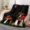 Flannel Mushroom Print Throw Blanket Super Soft Cozy Nap Blanket for Bed Sofa Office Travel Machine Washable Perfect Home Gift