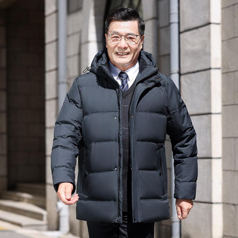 

Пуховик мужской зимний пух белой утки простой для среднего и пожилого возраста куртка с капюшоном зимний новый утолщенный теплый 4XL синий