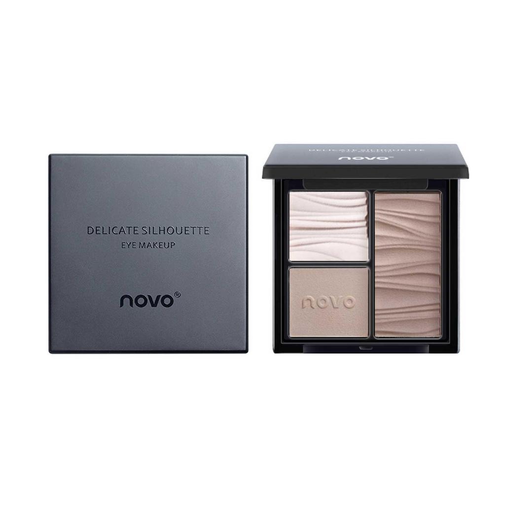 Novo Three-Color Contour Palette with Highlighter & Under-Eye Brightener for Face Sculpting & Nose Shadow