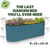 Turquoise 8×2×2 Ft Galvanized Raised Garden Beds Outdoor Metal Planter for Vegetables Flowers Large Garden Box Patented Tool-Fr